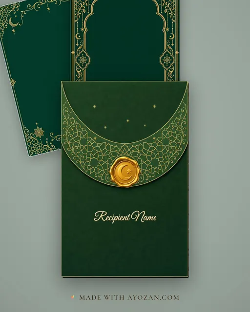 Mangni — Emerald Arabesque — envelope, as the guest receives it