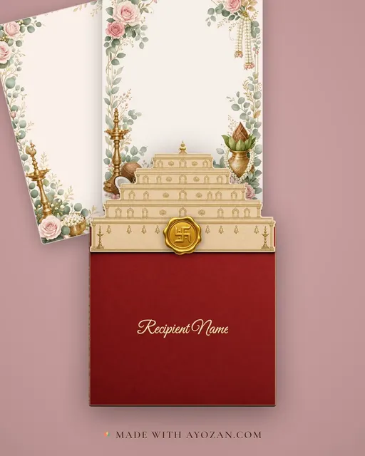 Nishchayam — Blush Botanical Fusion — envelope, as the guest receives it
