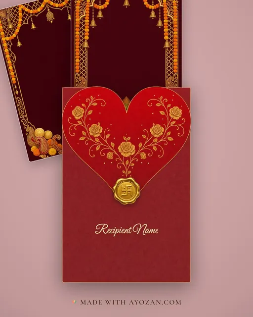 Roka — Marigold Red & Gold — envelope, as the guest receives it
