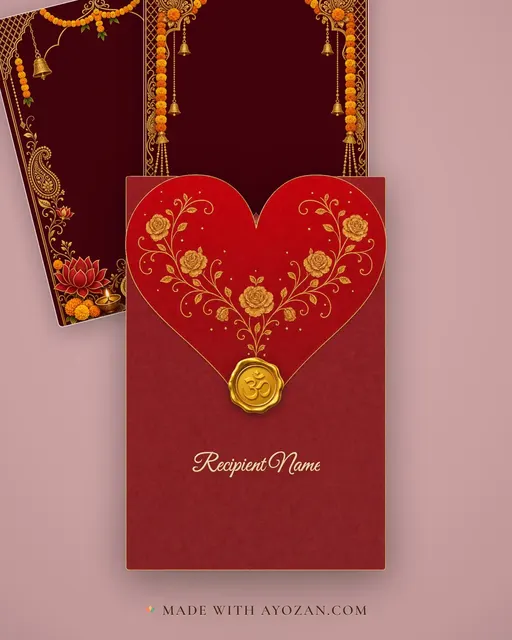 Sagai — Marigold Red & Gold — envelope, as the guest receives it