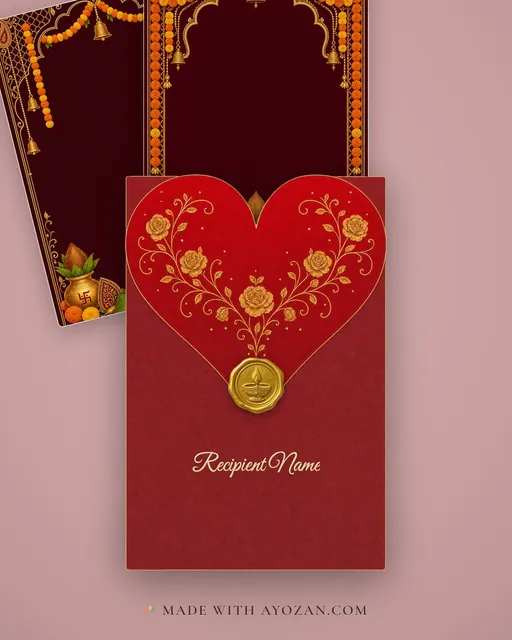 Tilak — Marigold Red & Gold — envelope, as the guest receives it