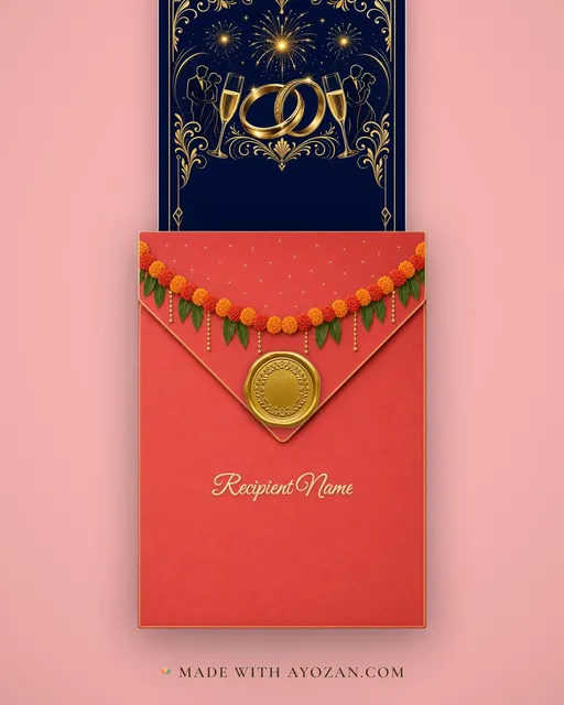 Happy Wedding — envelope, as the guest receives it