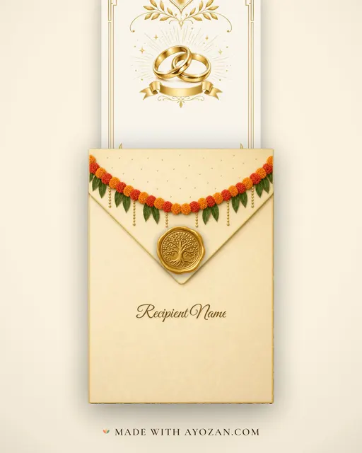 Just Married — envelope, as the guest receives it