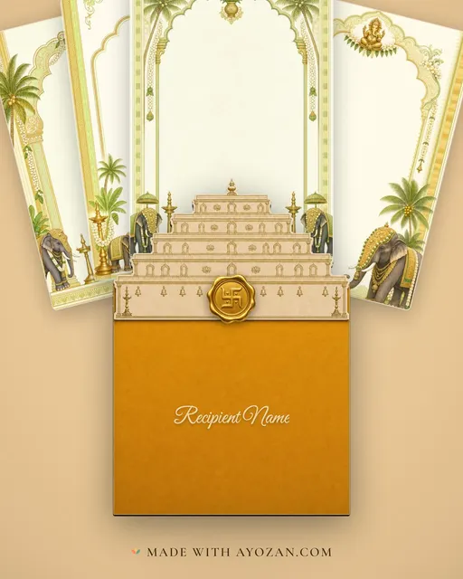 Nischayam — Kerala Kasavu Wedding Suite — envelope, as the guest receives it