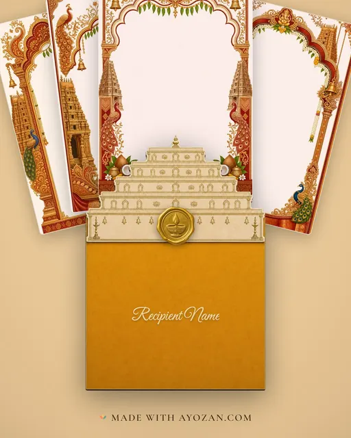 Nichayathartham — Tamil Temple-Gold Wedding Suite — envelope, as the guest receives it