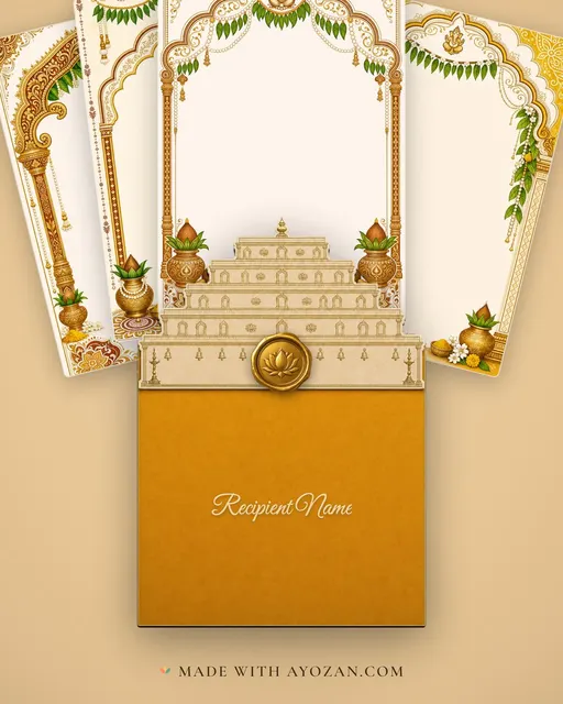Nischitartham — Telugu Muggu-Gold Wedding Suite — envelope, as the guest receives it