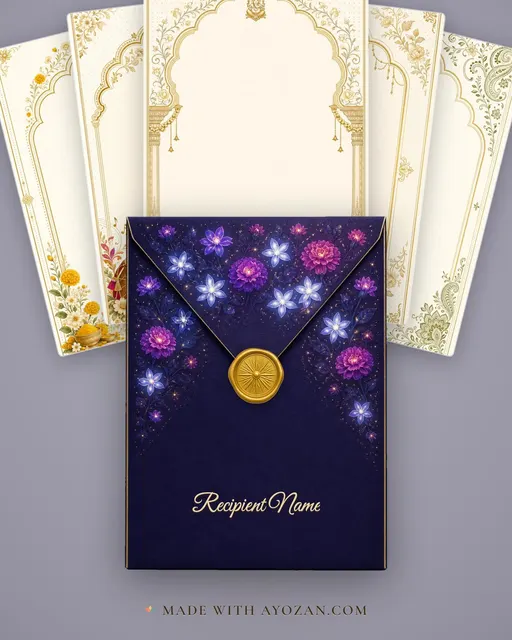 Vivah — Haryana Bagh — Foil Wedding Suite — envelope, as the guest receives it