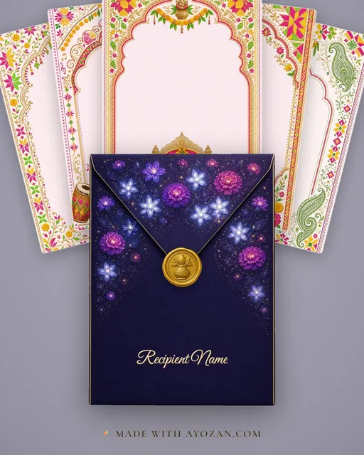 Vivah — Haryana Bagh-Phulkari Wedding Suite — envelope, as the guest receives it