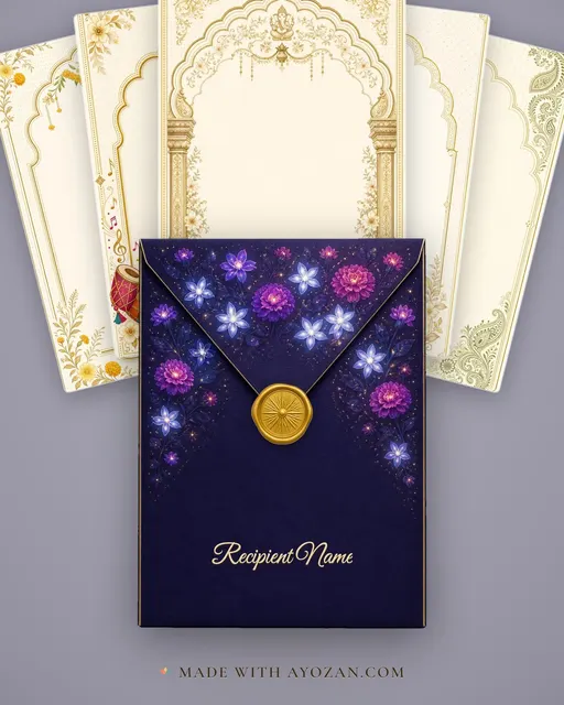 Vivah — Madhya Pradesh Chanderi — Foil Wedding Suite — envelope, as the guest receives it