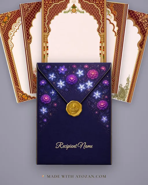 Wedding — Mughal Jaali Gold Wedding Suite — envelope, as the guest receives it