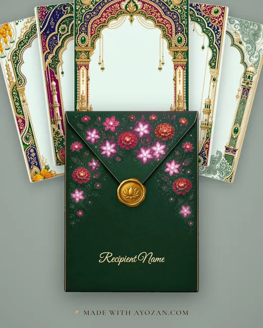 Wedding — Nizami Pearl & Emerald Wedding Suite — envelope, as the guest receives it