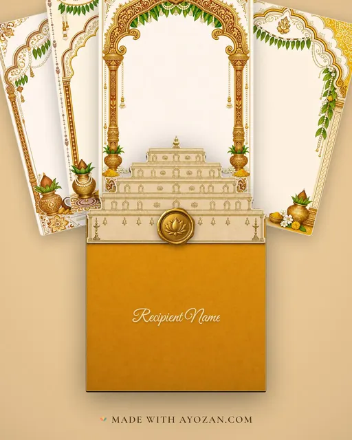 Pelli (Muhurtham) — Telugu Muggu-Gold Wedding Suite — envelope, as the guest receives it