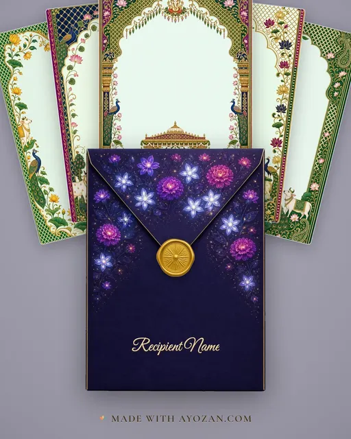 Vivah — UP Braj — Krishna Pichwai Wedding Suite — envelope, as the guest receives it