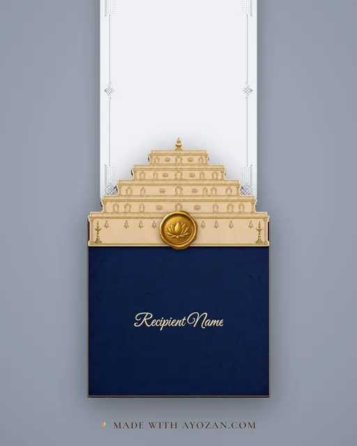Tamil Kolam — Indigo Minimalist — envelope, as the guest receives it