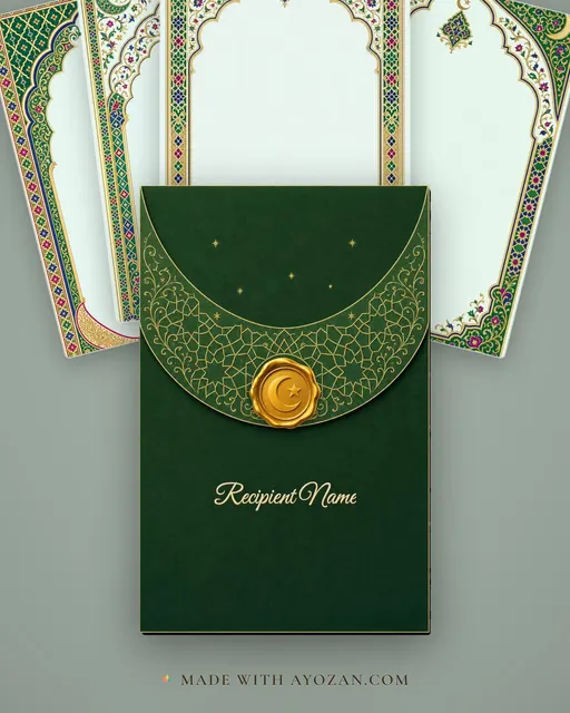 Nikah — Emerald Arabesque Wedding Suite — envelope, as the guest receives it