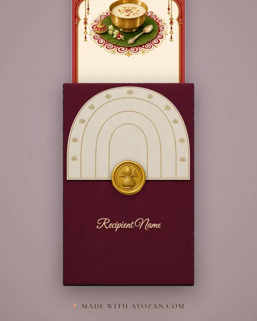 First Rice Payesh · Heritage — envelope, as the guest receives it