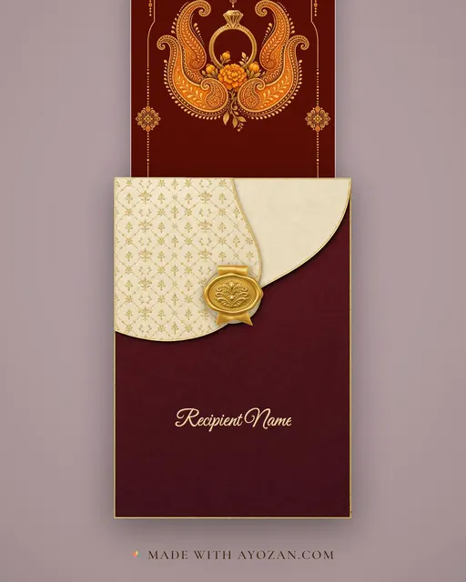 Mehndi Paisley · Fusion — envelope, as the guest receives it