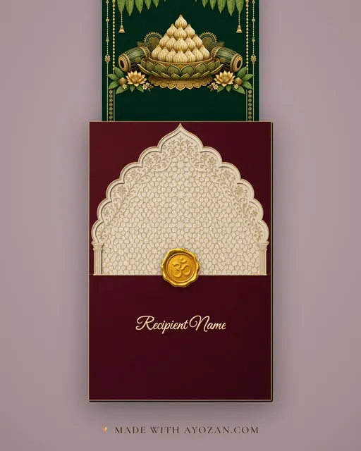 Modak & Mango Leaves · Heritage — envelope, as the guest receives it