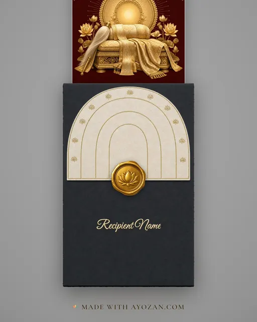 Satguru Gaddi · Heritage — envelope, as the guest receives it
