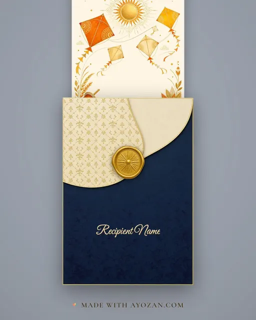 Uttarayan Skies · Fusion — envelope, as the guest receives it