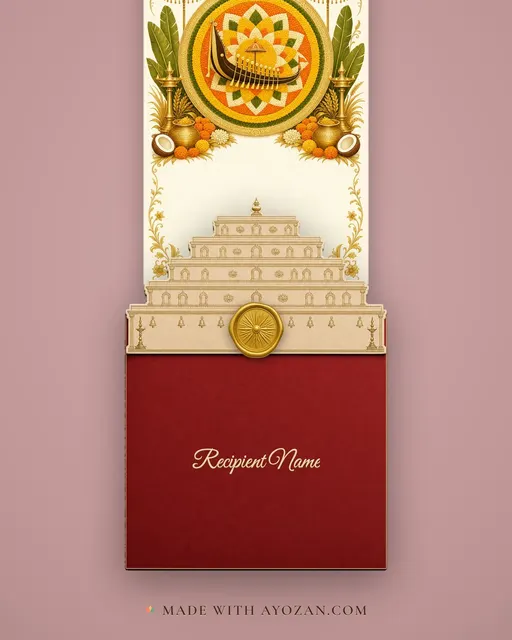 Pookalam Harvest · Heritage — envelope, as the guest receives it