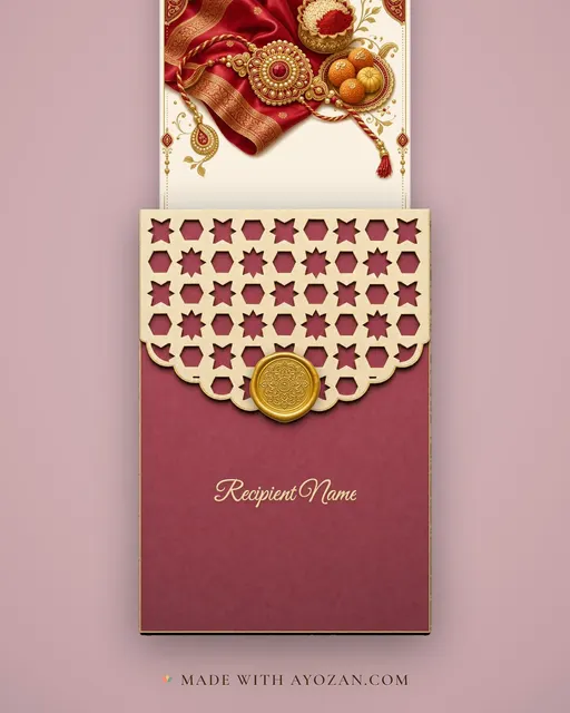 Silken Rakhi · Heritage — envelope, as the guest receives it
