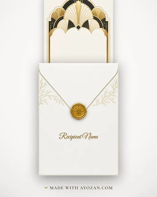 Deco Gatsby · Modern — envelope, as the guest receives it