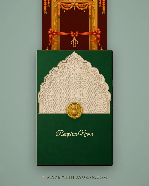 Ribbon & Kalash · Heritage — envelope, as the guest receives it