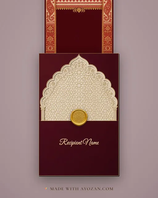 Gamosa Weave · Heritage — envelope, as the guest receives it