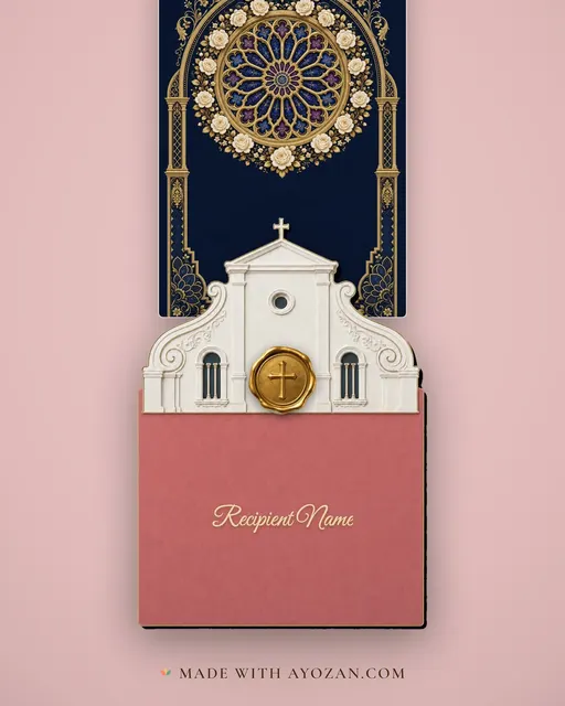 Rose Window · Heritage — envelope, as the guest receives it