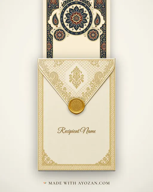 Ajrak Royale · Heritage — envelope, as the guest receives it