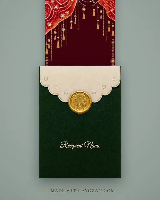 Bandhani Mirrors · Fusion — envelope, as the guest receives it