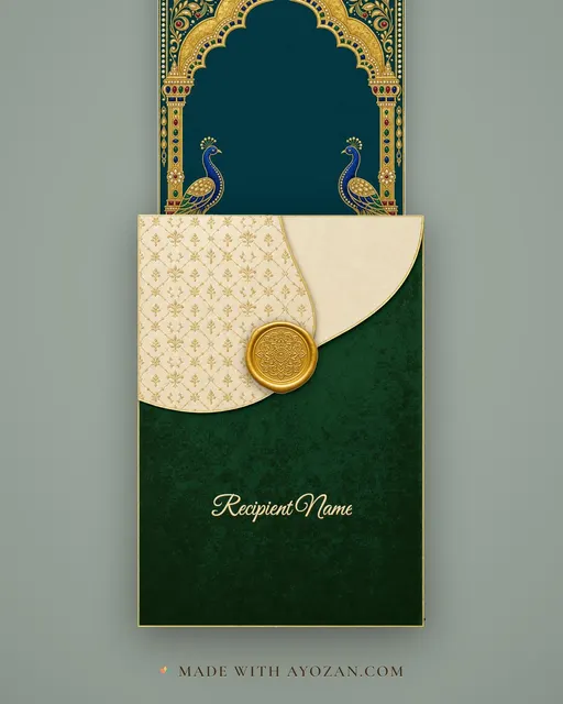 Tanjore Glass Painting · Fusion — envelope, as the guest receives it