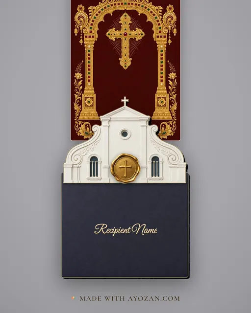 Tanjore Gilt Cross · Fusion — envelope, as the guest receives it