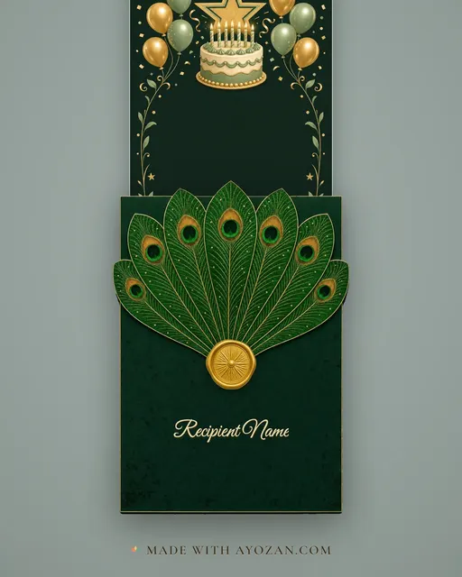 Happy Birthday — Emerald — envelope, as the guest receives it