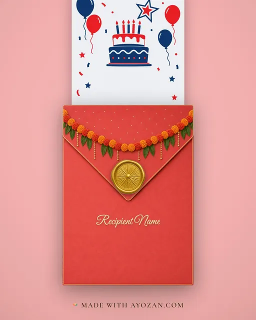 Happy Birthday — Modern — envelope, as the guest receives it