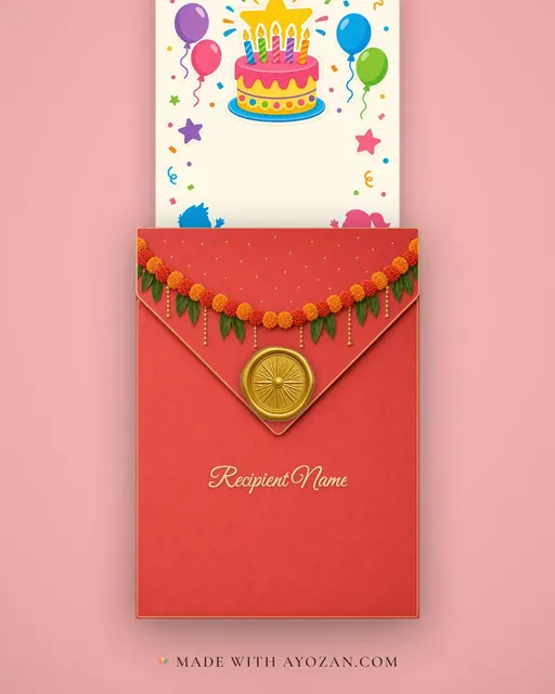 Happy Birthday — Playful — envelope, as the guest receives it