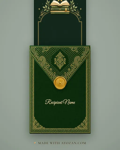 Book Fair — Emerald — envelope, as the guest receives it