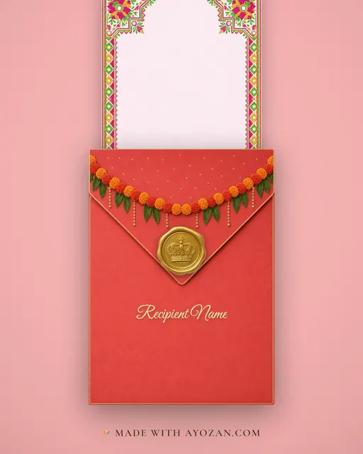 Phulkari Vibrant — Punjabi Embroidery — envelope, as the guest receives it