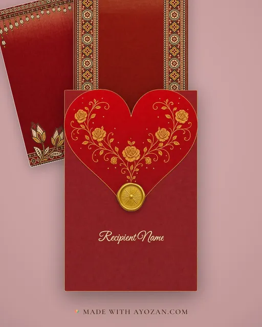 Ajrakh Sagai — Living Invitation — envelope, as the guest receives it