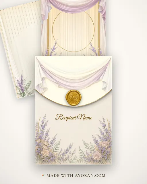 Ivory Pearl Mandap — Living Invitation — envelope, as the guest receives it