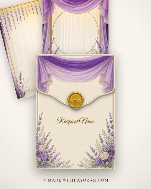 Royal Amethyst Mandap — Living Invitation — envelope, as the guest receives it