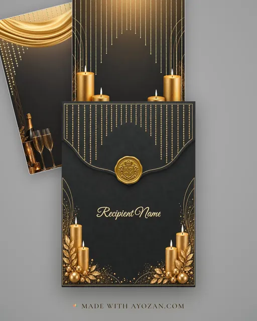 Champagne Soirée — Living Invitation — envelope, as the guest receives it