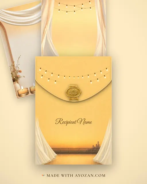 Golden Hour Terrace — Living Invitation — envelope, as the guest receives it