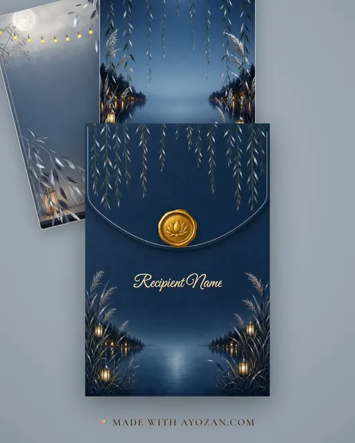 Moonlit Lake — Living Invitation — envelope, as the guest receives it