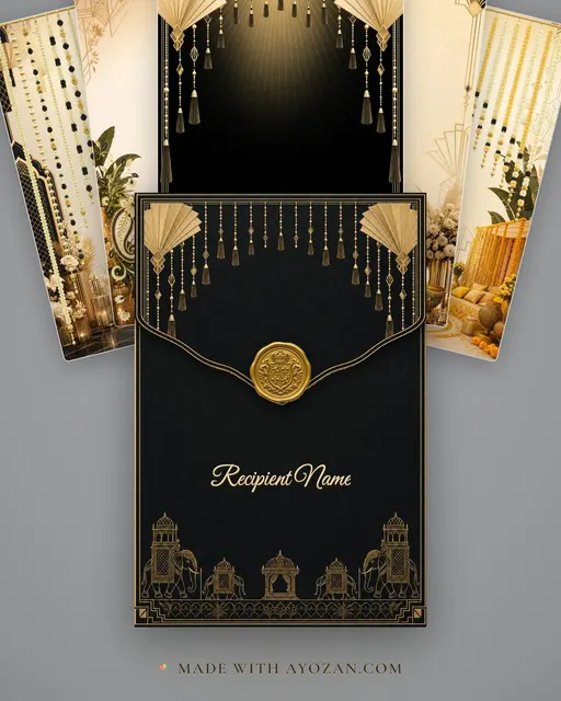 Art Deco Baraat — Living Invitation — envelope, as the guest receives it