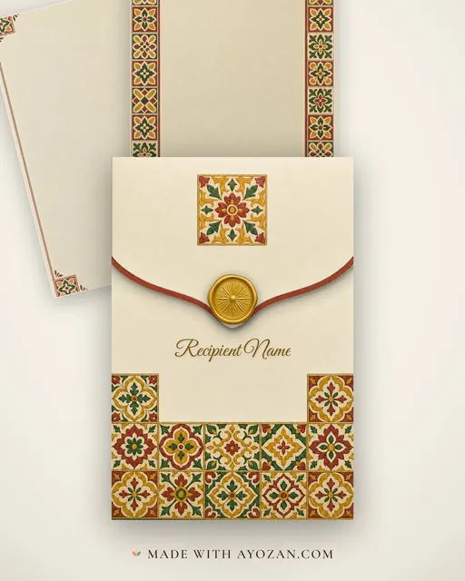 Athangudi Tile Tamil Wedding — Living Invitation — envelope, as the guest receives it