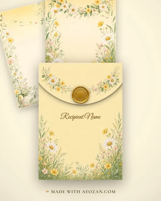 Botanical Meadow — Living Invitation — envelope, as the guest receives it