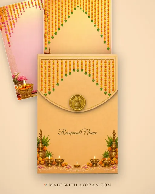 Godh Bharai Marigold — Living Invitation — envelope, as the guest receives it