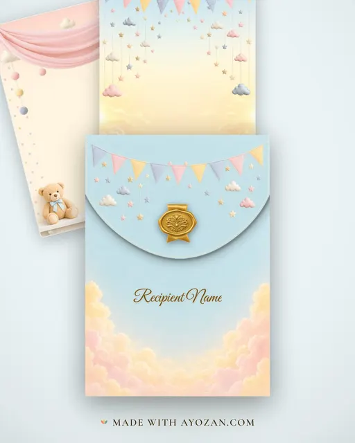 Pastel Cloud Sky — Living Invitation — envelope, as the guest receives it